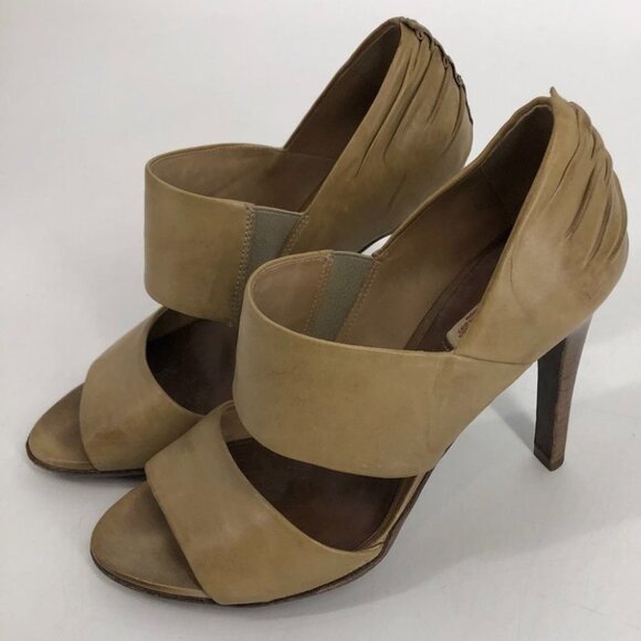 Allsaints tan leather high heels  open toe size 37 - Picture 10 of 15